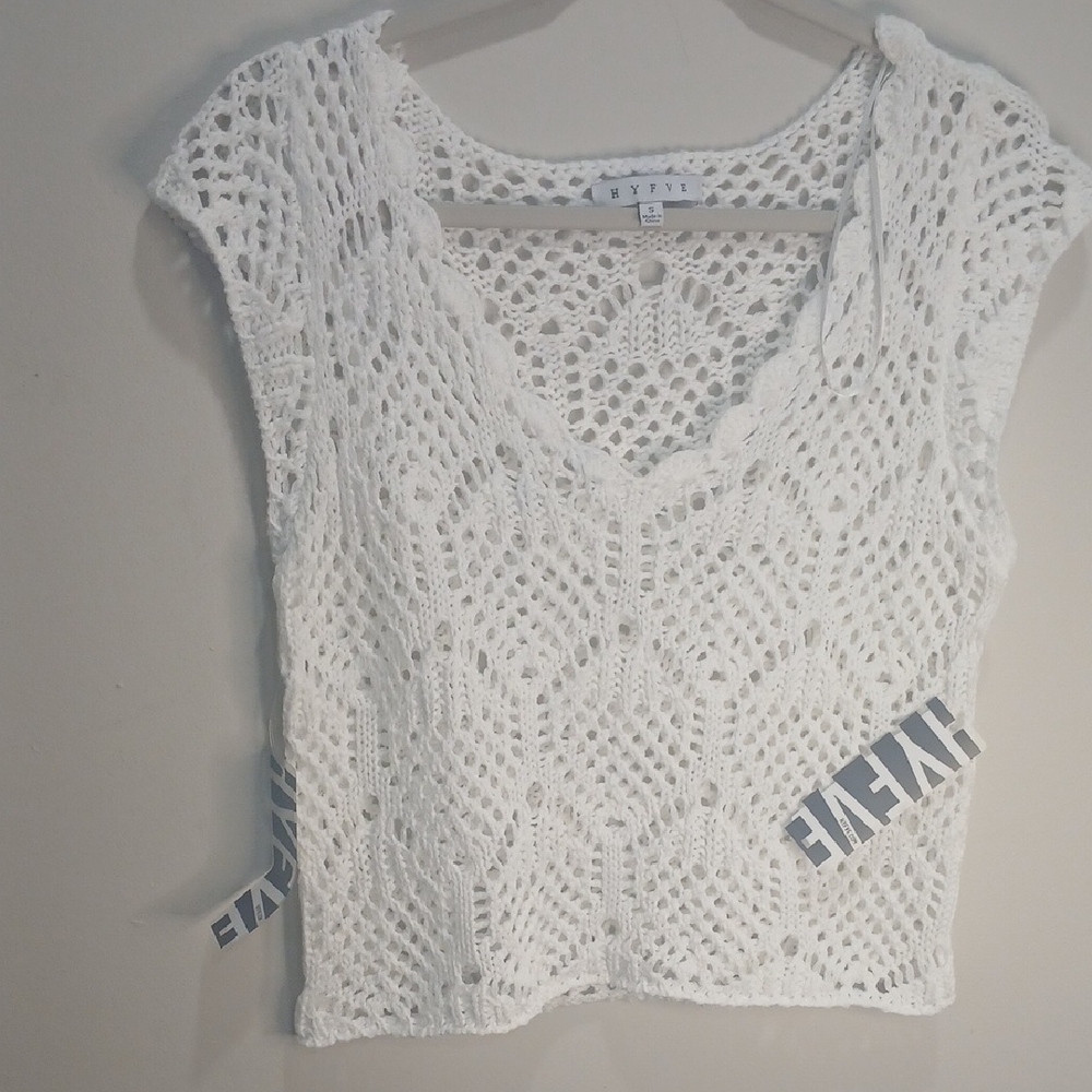 HYFVE White Crochet Tank Top